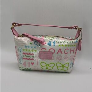 Vintage Y2K Coach Spring Butterfly coated Cosmetic bag mini